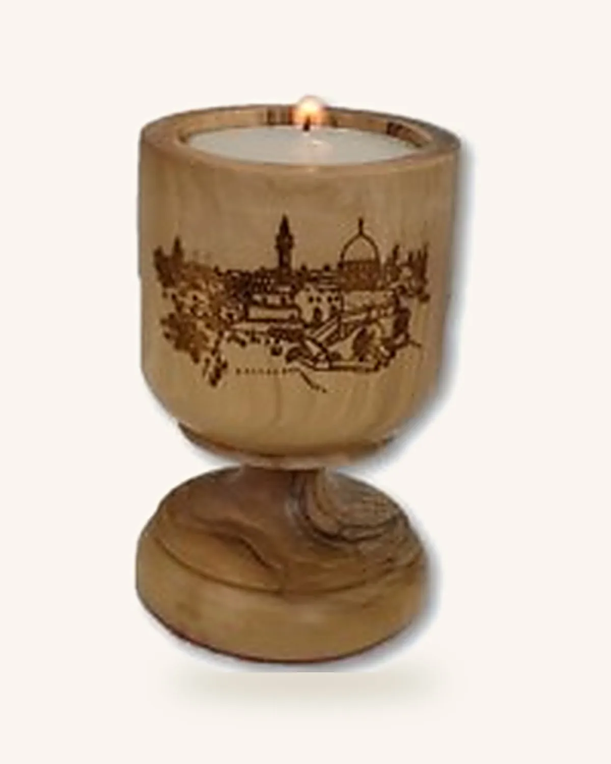 Jerusalem olive wood candle holder
